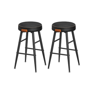 Ekho Bar Stools Without Backs Set of 2, 63cm - Black Leather