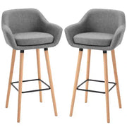 Bar Stools with Backs & Footrest for Comfortable Kitchen Seating Grey Linen Set of 2 Homcom