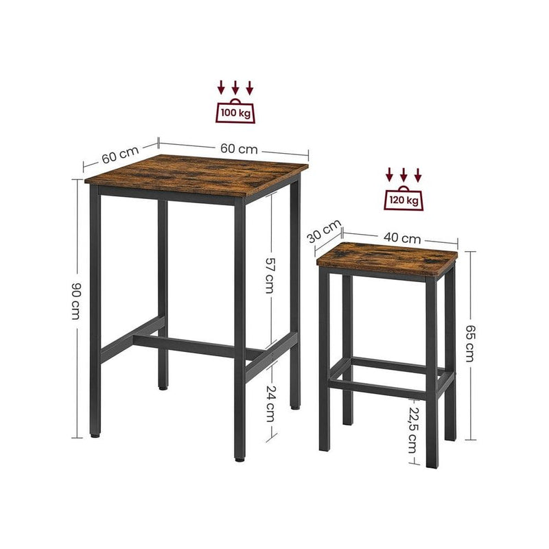 Vasagle Industrial Bar Table And Stools Set For Kitchen or Dining Room - Pefect for apartments or smaller spaces