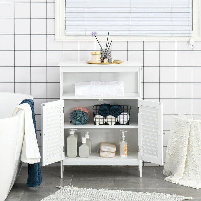 White Bathroom Storage Cabinet - 60W x 30D x 81.6Hcm