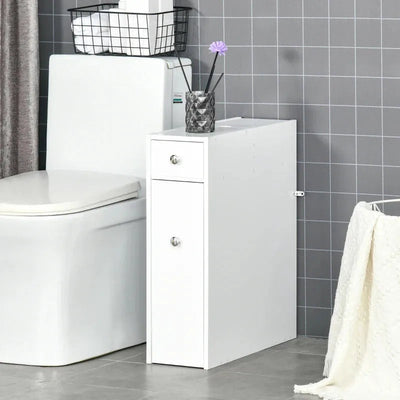 Slim Bathroom Storage Cabinet, 17W x 48D x 58Hcm, White Kleankin