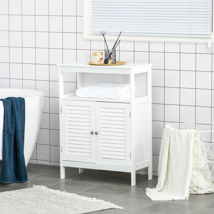 White Bathroom Storage Cabinet - 60W x 30D x 81.6Hcm