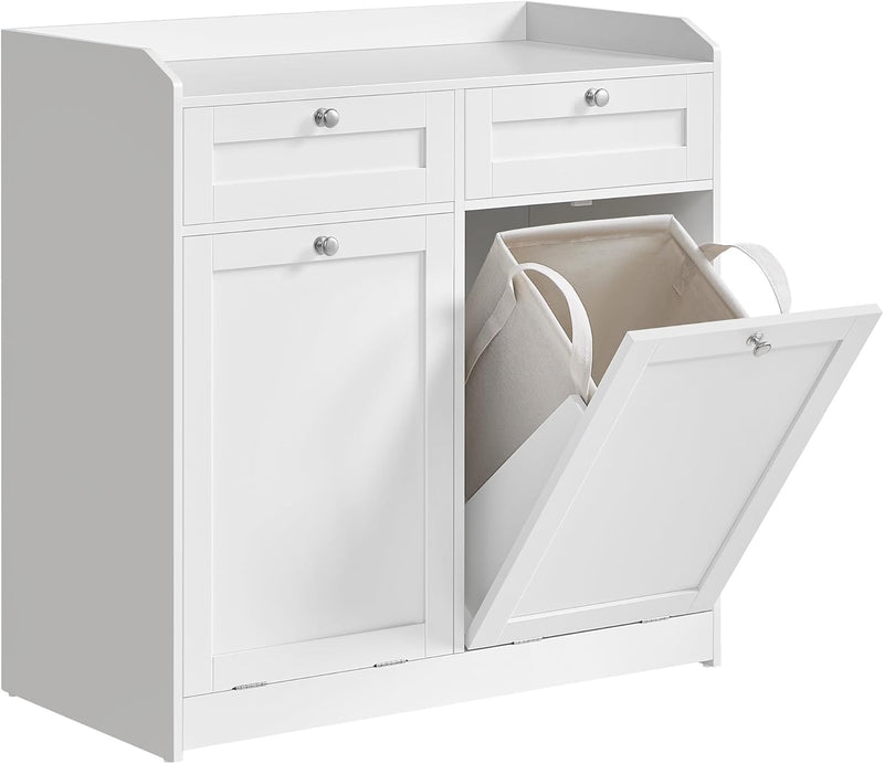 Bathroom Cabinet With Double Laundry Basket - 79x40x80cm - White