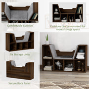 Bookcase Storage Shelf with Cushioned Reading Seat Cube Organiser Chestnut by HOMCOM