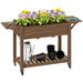 Wooden Raised Garden Planter with Shelves 46 x 94cm Carbonised by Outsunny