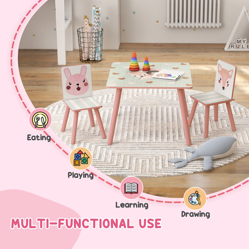 Kids Table and Chair Set with Two Seats Perfect for Play and Learning Ages 3 to 6, Pink