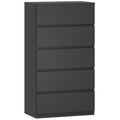 Chest of Drawers with 5 Spacious Storage Drawers for Bedroom Organisation Black AOSOM