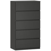 Chest of Drawers with 5 Spacious Storage Drawers for Bedroom Organisation Black AOSOM