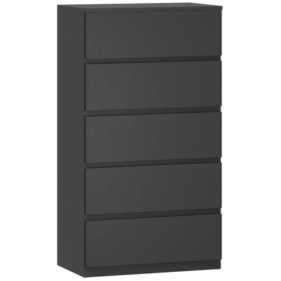 Chest of Drawers with 5 Spacious Storage Drawers for Bedroom Organisation Black AOSOM