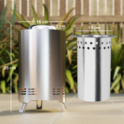 Smokeless Stainless Steel Fire Pit 16x16 cm Portable Wood Burning with Poker by Outsunny