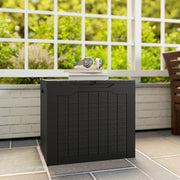 93L Waterproof Garden Storage Box With Handles For Outdoor Use Plastic Container Black AOSOM
