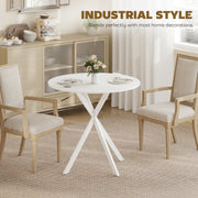White Round Dining Table for 4 with Easy Clean White Top and Stable Legs (80cm) Homcom