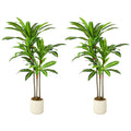 Artificial Dracaena Tree for Easy Year Round Indoor Greenery with White Planter Green