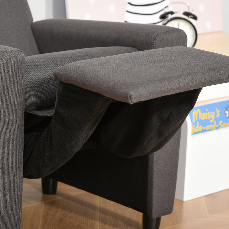 Kids 2 in 1 Armchair Sofa With Footrest Ideal for Playroom or Bedroom Use, Grey