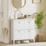 White Modern Shoe Storage Cabinet with Four Deep Drawers for Hallway Organising by HOMCOM