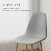 Set of 4 Grey Modern Dining Chairs with Backrest and Steel Legs for Kitchen or Dining Room by HOMCOM