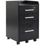 Black Three Drawer Lockable Mobile Filing Cabinet for Home Office by HOMCOM