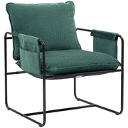 Green Minimalist Padded Accent Chair with Side Pockets by HOMCOM