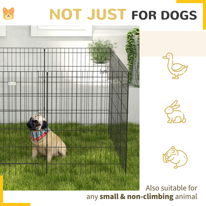 8 Panel Dog Playpen with Door for Indoor Outdoor Use 91cm High Ideal for Small Pets Black