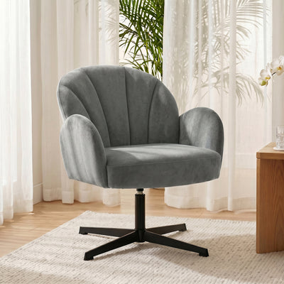 Accent Chair with Swivel Base for Relaxing in Bedroom or Reading Corner Grey Homcom