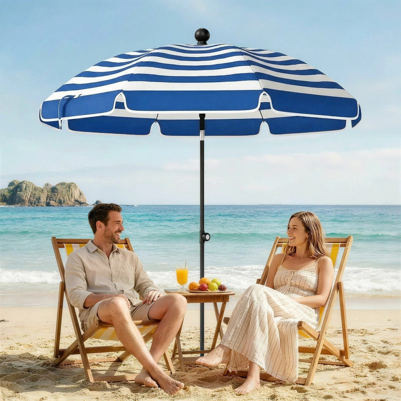1.8m Beach Umbrella with Adjustable Tilt and Carry Bag for Easy Sun Protection (UPF30+) Outsunny