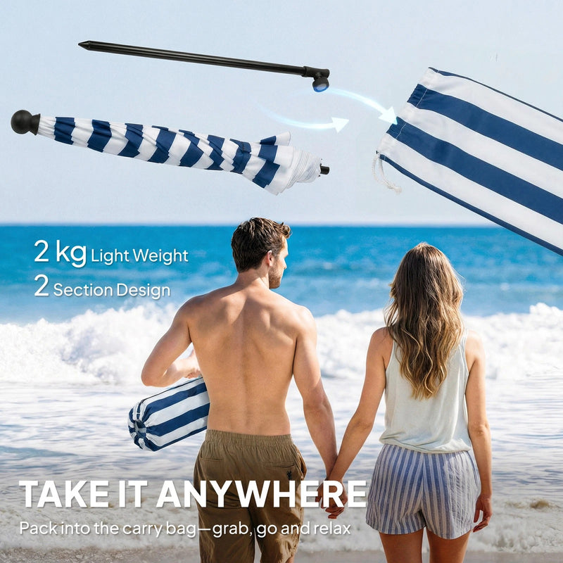 1.8m Beach Umbrella with Adjustable Tilt and Carry Bag for Easy Sun Protection (UPF30+) Outsunny