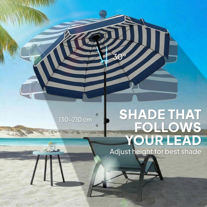 1.8m Beach Umbrella with Adjustable Tilt and Carry Bag for Easy Sun Protection (UPF30+) Outsunny