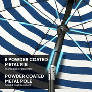 1.8m Beach Umbrella with Adjustable Tilt and Carry Bag for Easy Sun Protection (UPF30+) Outsunny