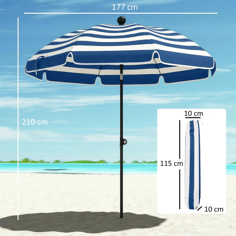 1.8m Beach Umbrella with Adjustable Tilt and Carry Bag for Easy Sun Protection (UPF30+) Outsunny