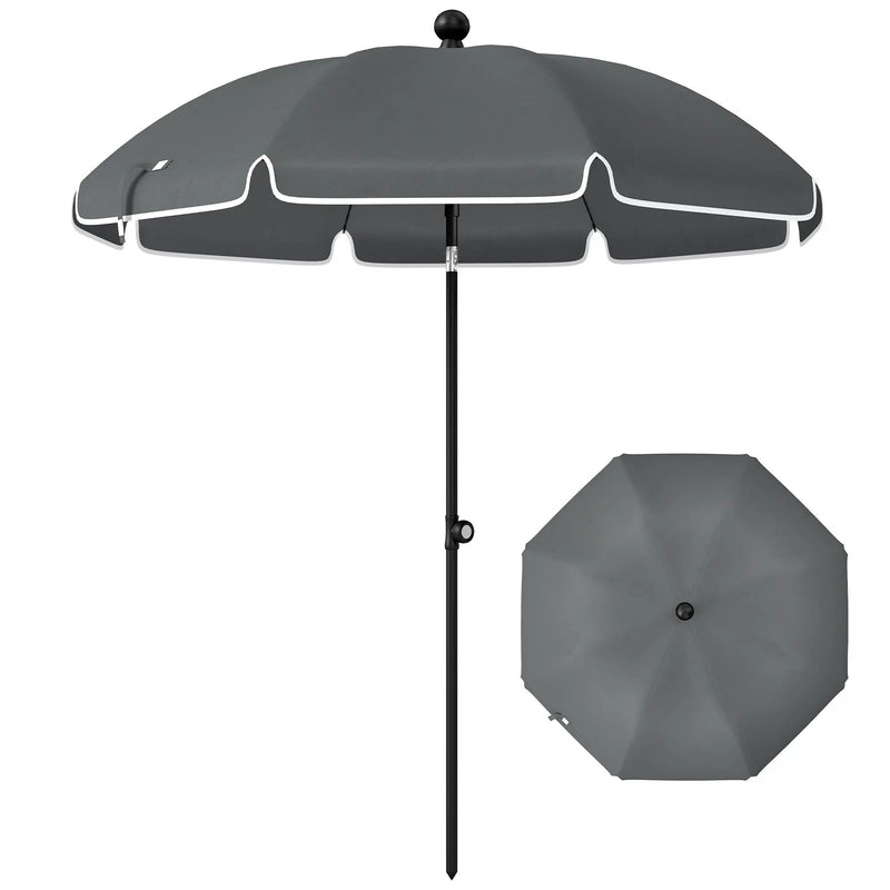 1.8m Beach Umbrella with Adjustable Tilt and Carry Bag for Easy Sun Protection (UPF30+) Outsunny