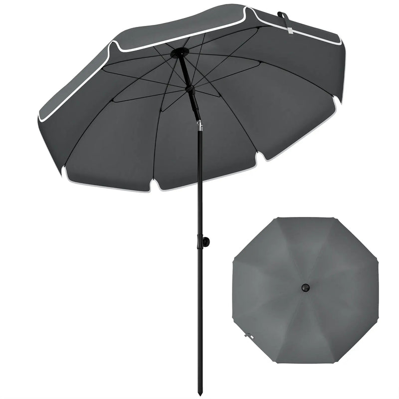 1.8m Beach Umbrella with Adjustable Tilt and Carry Bag for Easy Sun Protection (UPF30+) Outsunny