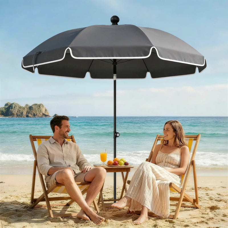 1.8m Beach Umbrella with Adjustable Tilt and Carry Bag for Easy Sun Protection (UPF30+) Outsunny