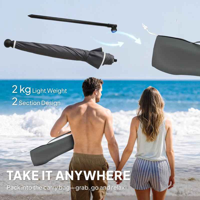1.8m Beach Umbrella with Adjustable Tilt and Carry Bag for Easy Sun Protection (UPF30+) Outsunny