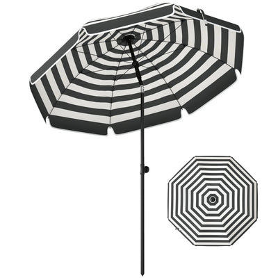 1.8m Beach Umbrella with Adjustable Tilt and Carry Bag for Easy Sun Protection (UPF30+) Outsunny