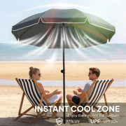 1.8m Beach Umbrella with Adjustable Tilt and Carry Bag for Easy Sun Protection (UPF30+) Outsunny