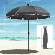 1.8m Beach Umbrella with Adjustable Tilt and Carry Bag for Easy Sun Protection (UPF30+) Outsunny