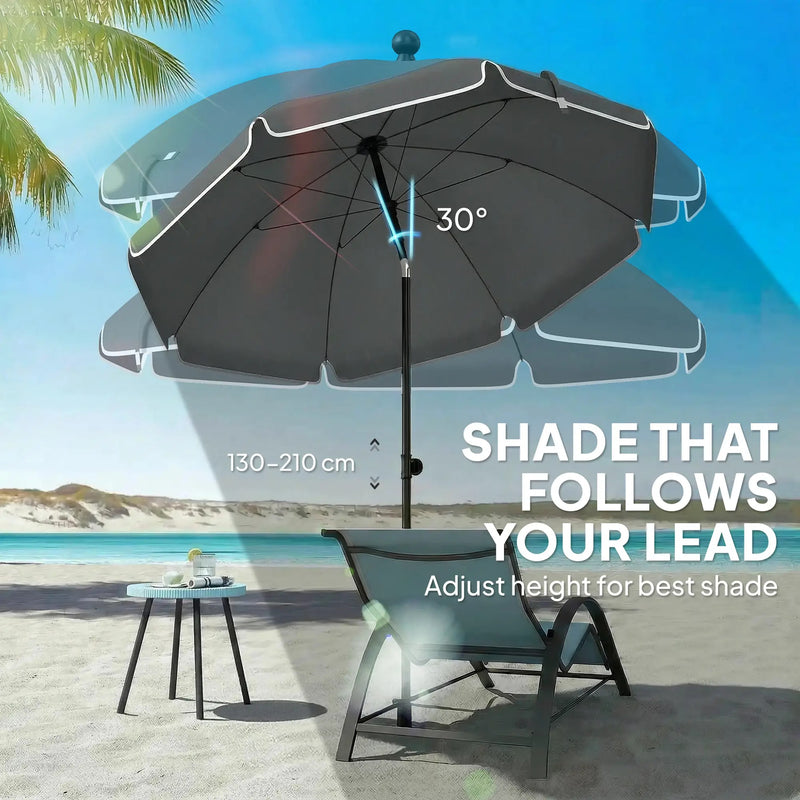 1.8m Beach Umbrella with Adjustable Tilt and Carry Bag for Easy Sun Protection (UPF30+) Outsunny