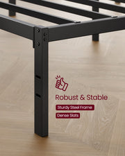 Bed Frame For Double Bed with Underbed Storage - Sturdy Black Metal Frame for Guest Rooms