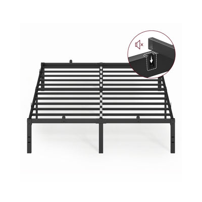 Bed Frame For Double Bed with Underbed Storage - Sturdy Black Metal Frame for Guest Rooms