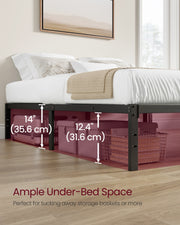 Bed Frame For Double Bed with Underbed Storage - Sturdy Black Metal Frame for Guest Rooms