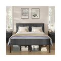 Bed Frame For King Size Bed With Grey Upholstered Headboard - Easy Assembly