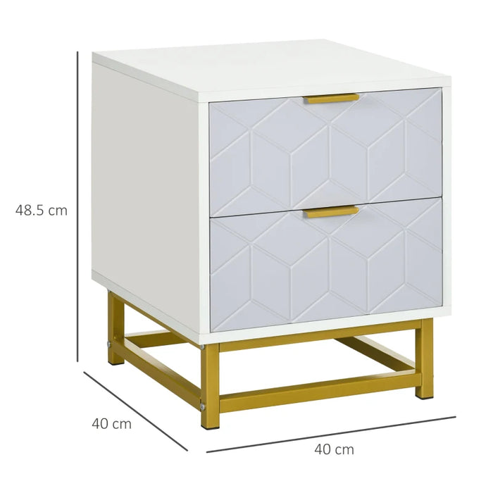 HOMCOM Bedside Table With 2 Drawers