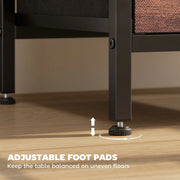 Bedside Table with USB Charging Station 2 Drawers & Storage Shelf for Bedroom or Living Room, Rustic Brown & Black