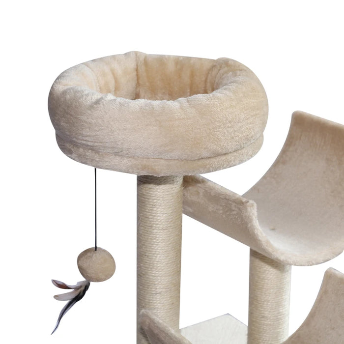 Beige Plush Cat Tree, L50 x W40 x H105 cm