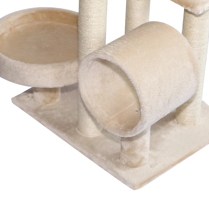 Beige Plush Cat Tree, L50 x W40 x H105 cm