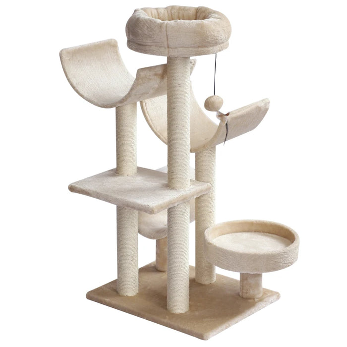 Beige Plush Cat Tree, L50 x W40 x H105 cm