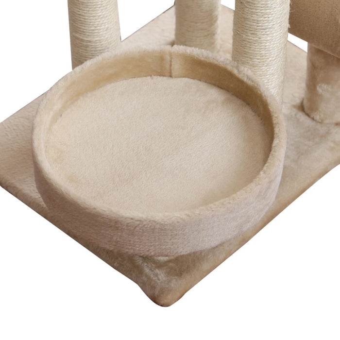 Beige Plush Cat Tree, L50 x W40 x H105 cm