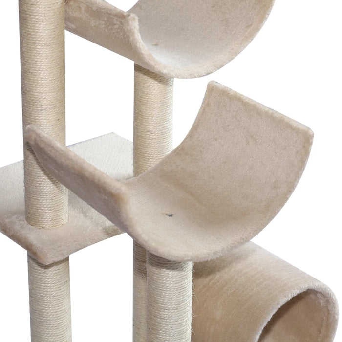 Beige Plush Cat Tree, L50 x W40 x H105 cm