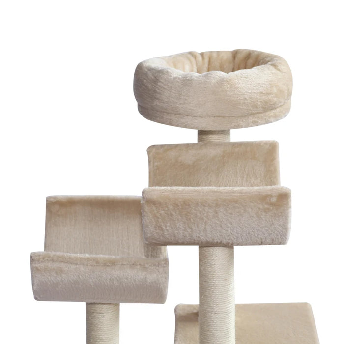 Beige Plush Cat Tree, L50 x W40 x H105 cm