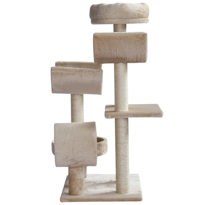 Beige Plush Cat Tree, L50 x W40 x H105 cm